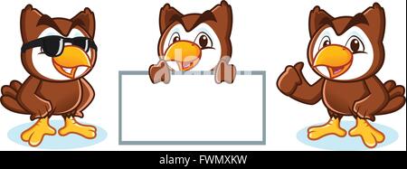 Il gufo mascotte felice del vettore Illustrazione Vettoriale