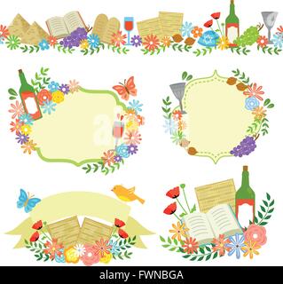 Set di etichette e di bordo per la Pasqua Illustrazione Vettoriale
