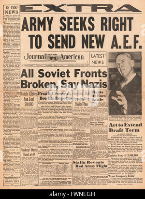 1941 front page New York Journal American Le forze tedesche anticipo in Russia Foto Stock