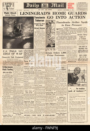 1941 front page Daily Mail battaglia per Leningrado Foto Stock