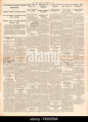 1941 Pagina 4 Tempi U.S. Volontari, RAF aiuto Russia, Battaglia di Leningrado, Arctic convogli tedeschi plot di colpo di stato a Teheran e RAF Bomba Brest Foto Stock