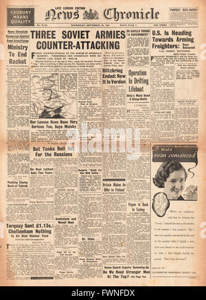 1941 front page News cronaca tre eserciti russi attaccando contatore Foto Stock