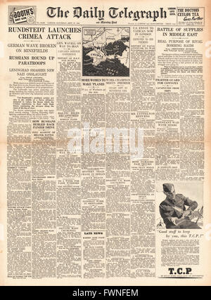 1941 front page Daily Telegraph von TH lancia un attacco in Crimea Foto Stock