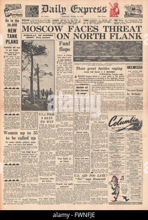 1941 front page Daily Express battaglia per Mosca Foto Stock