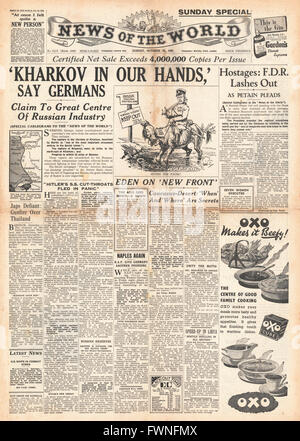 1941 front page News del mondo Esercito Tedesco catturare Kharkov Foto Stock