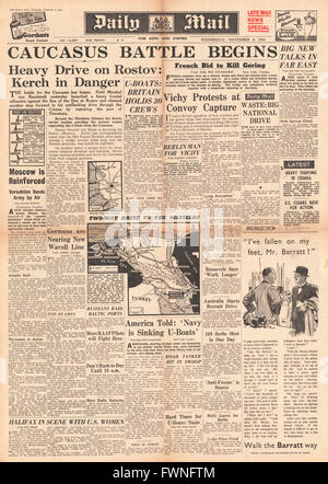 1941 front page Daily Mail battaglia per il Caucaso Foto Stock