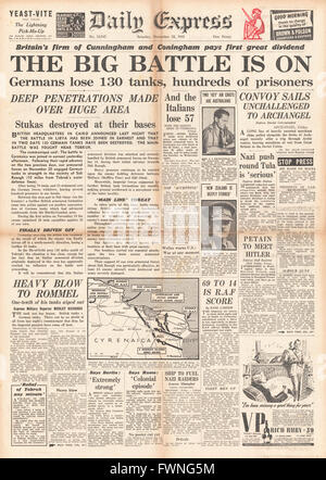 1941 front page Daily Express battaglia per la Libia Foto Stock