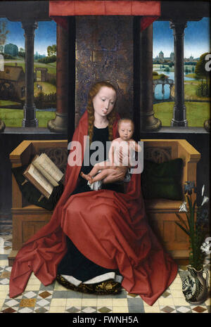 Hans Memling (ca.1440-1494), la Madonna col Bambino in trono, ca. 1480/90 Foto Stock