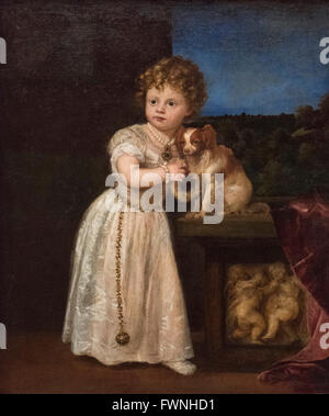 Tiziano - Tiziano Vecellio (ca. 1488/90-1576), Clarissa Strozzi (1540-1581) età 2 anni. 1542. Foto Stock