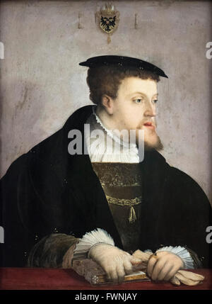 Christoph Amberger (ca. 1505-1561/62), il ritratto di Re Carlo V imperatore del Sacro Romano Impero, ca. 1535. Foto Stock