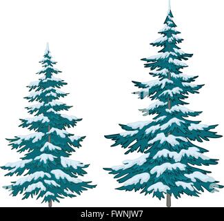 Alberi di Natale sotto la neve Illustrazione Vettoriale