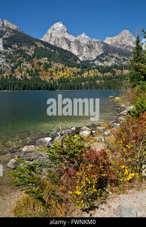 WYOMING - Taggart Lake, destinazione popolare situato sul lato est del Teton gamma nel Parco Nazionale di Grand Teton. Foto Stock