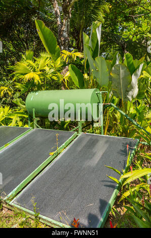 Penisola di OSA, COSTA RICA - Acqua Calda Solare Riscaldatore in eco-lodge, nella foresta pluviale. Foto Stock