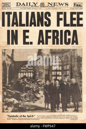 1941 front page Daily News (New York) esercito italiano fuggire in Africa orientale Foto Stock