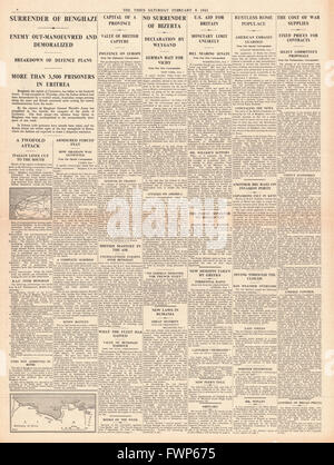 1941 Pagina 4 Tempi le forze britanniche catturare Bengasi Foto Stock