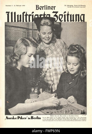 1941 pagina anteriore Berliner Illustrierte Zeitung norvegese di ragazze che lavorano a Berlino Foto Stock