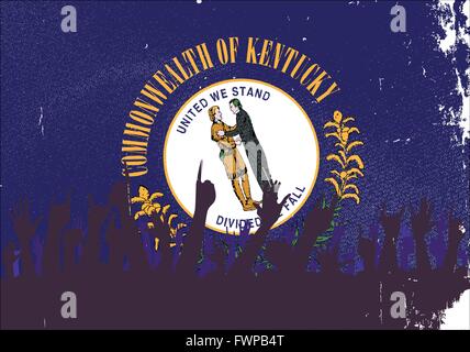 Udienza reazione felice con il Kentucky State flag sfondo Illustrazione Vettoriale