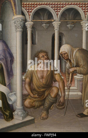 Gentile da Fabrinao (1370-1427). Pittore italiano. La presentazione di Cristo nel tempio, 1423. Gotico. Dettaglio. Due poveri. Louvre. Foto Stock