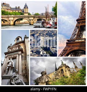 Impostare il collage di immagini di Parigi Foto Stock