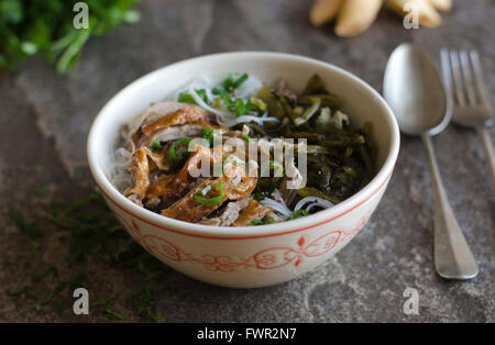 Shredded anatra arrosto con tagliatelle Foto Stock