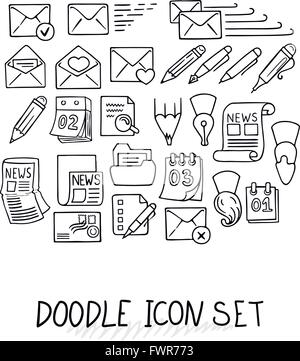 Set di Universal Doodle icone. Varietà di argomenti. Illustrazione Vettoriale