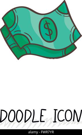 Vector Doodle Icona di banconote. Illustrazione Vettoriale