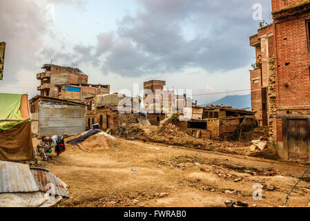 I danni del terremoto in Kathmandu Foto Stock