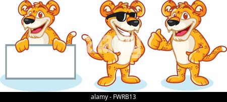 Leopard mascotte felice del vettore Illustrazione Vettoriale