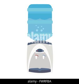 Erogatore di acqua radiatore purificatore bottiglia blu piatte di apparecchiature di rubinetto Illustrazione Vettoriale