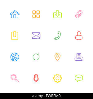 [JPEG] coloratissima linea semplice web icon set per il web, UI ed infografico e le applicazioni per dispositivi mobili Foto Stock