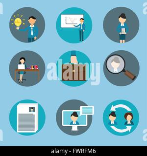 Gestione delle risorse umane business icon set formazione Illustrazione Vettoriale