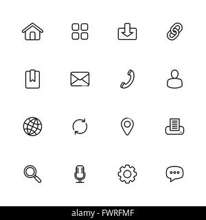 [JPEG] linea nera semplice web icon set per il web, UI ed infografico e le applicazioni per dispositivi mobili Foto Stock