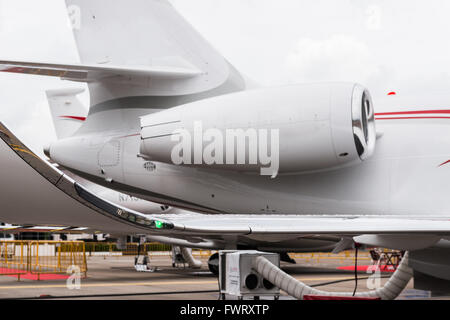 Da dietro getti privati parziali di dettaglio sul display al Singapore Airshow 2016 Foto Stock