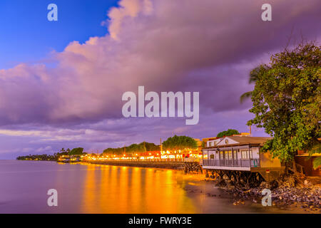 Tramonto su Front Street, Lahaina, Maui Foto Stock