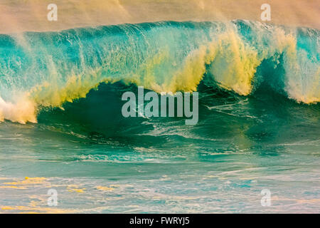 Enorme ondata di curling Ho'okipa Beach, Maui Foto Stock