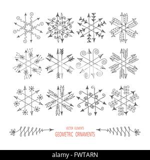 Simboli di geometria e set di elementi. Illustrazione Vettoriale