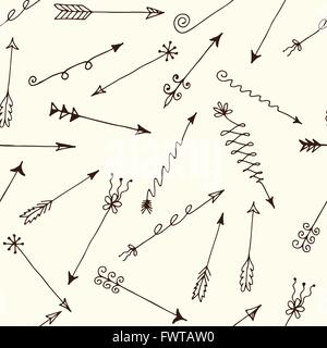Vector seamless pattern con mano le frecce disegnate su . Illustrazione Vettoriale