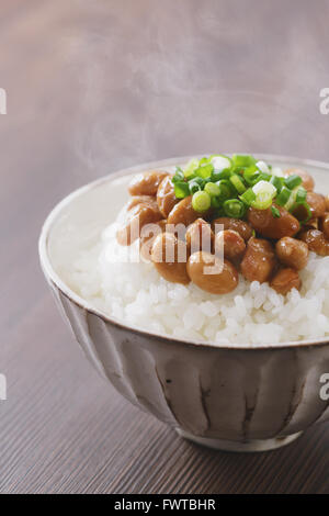 Riso e fagioli natto Foto Stock