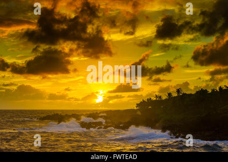 Le onde a Waianapanapa State Park, Maui Foto Stock