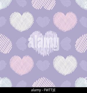Doodle cuori. Vettore di Seamless pattern con vari doodle cuori. Illustrazione Vettoriale