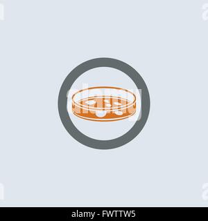Grigio-arancio piastra Petri con un batterio round icona web Illustrazione Vettoriale