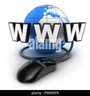 Messa a terra e il mouse su sfondo bianco (fatto in 3d) Foto Stock