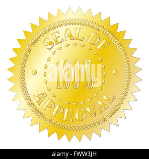 Un sigillo d'oro del riconoscimento distintivo isolato su uno sfondo bianco Foto Stock