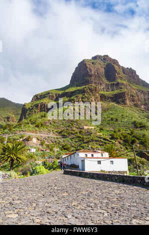 Villaggio Masca appartato in montagne di Tenerife, Isole canarie, Spagna Foto Stock