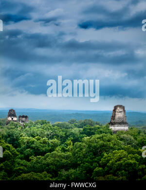 Il Tempio del giaguaro in Tikal, Peten, Guatemala Foto Stock