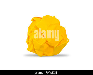 Giallo carta sgualcita sfera con ombre Foto Stock
