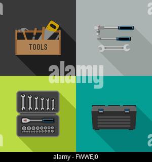 Strumenti le icone di piatto. Illustrazione Vettoriale