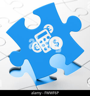 News concept: Calcolatrice su Sfondo puzzle Foto Stock