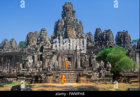 Vista del tempio Bayon, Angkor Thom, (i templi di Angkor) Cambogia Foto Stock