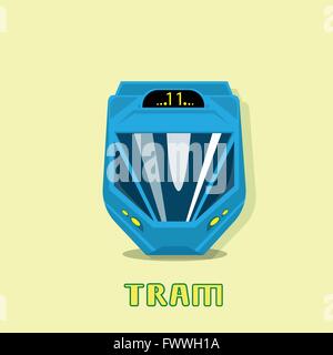 Il tram moderno della città Trasporti pubblici Illustrazione Vettoriale